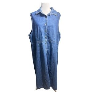 Vintage 90's Button-Down Denim Jean Dress Plus Size 22W